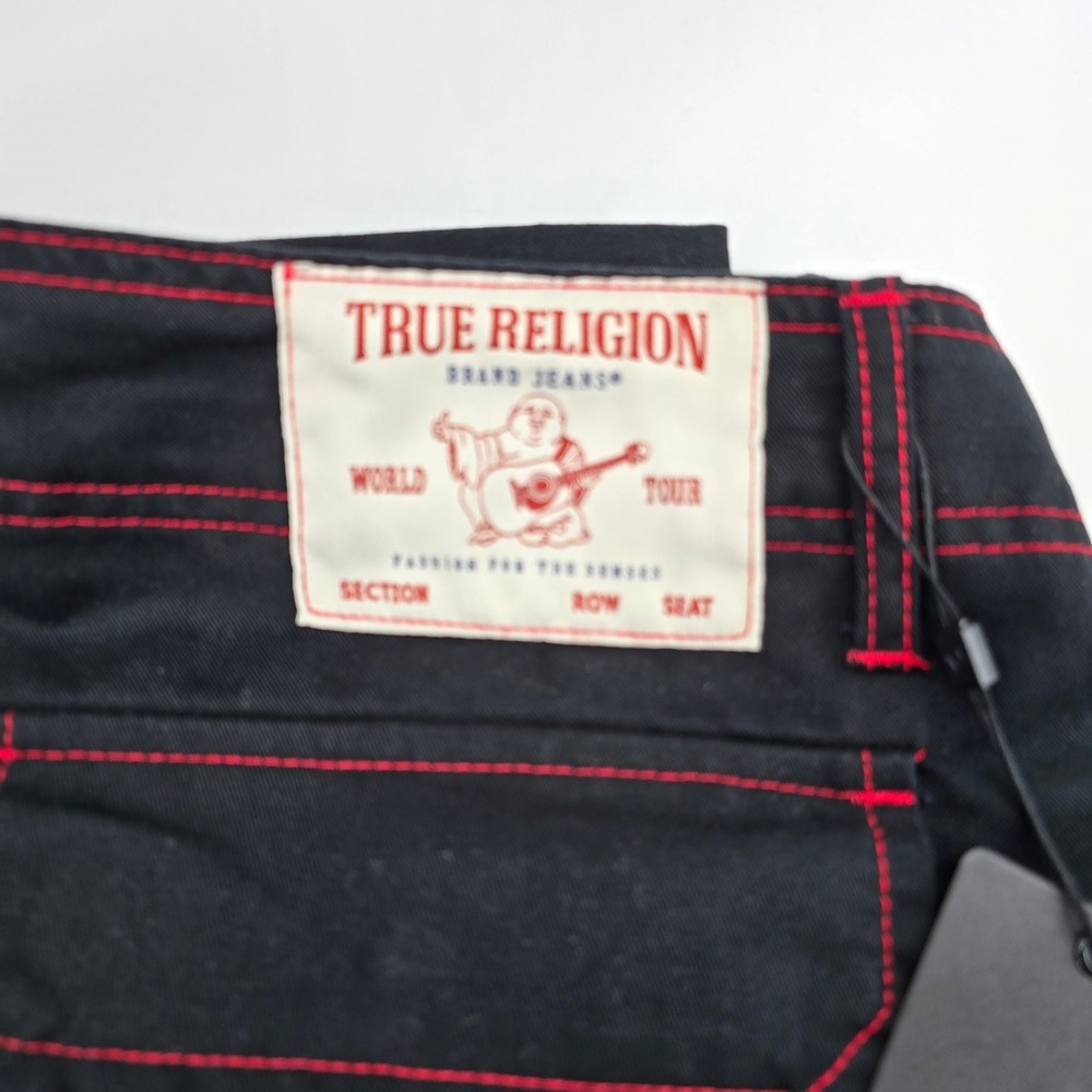 True Religion Cargo Pants Mens Contrast Stitch Jet Black Red 108335 Size 34 NWT - Picture 7 of 13